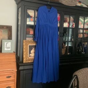 Custom Made Royal Blue Swiss Dot Sheer Cotton Civil War Victorian Dress